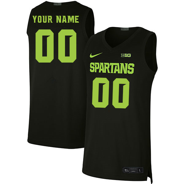 Custom Michigan State Spartans Name And Number College Basketball Jerseys Stitched-Black